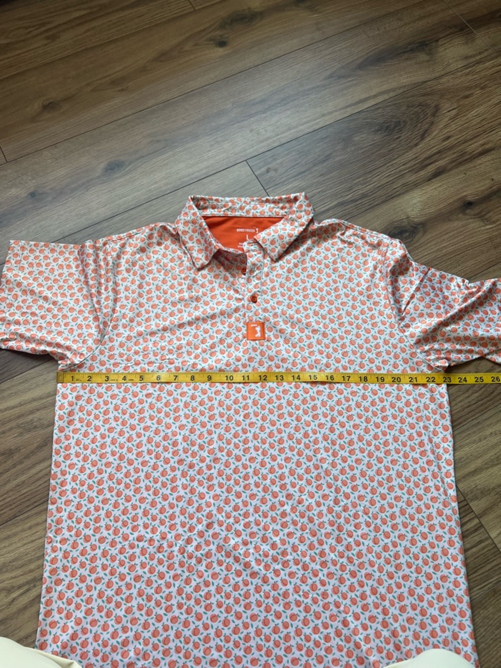 Bogey Bros Short-Sleeve Polo in Peach Print “Tooty Frooty” - Picture 6 of 6